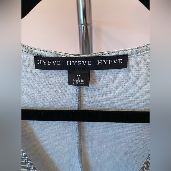 Blue V-Neck blouse Puff sleeve blue silver shimmery top medium - Picture 5 of 10